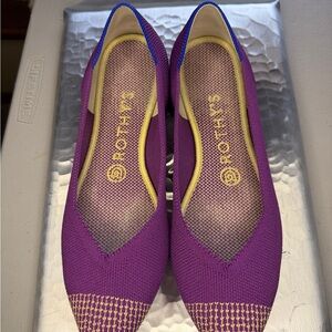 Rothy's The point Purple and gold Flats size 8